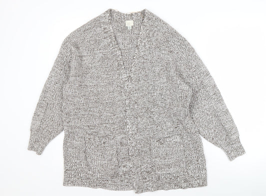 A New Day Women's Grey Cardigan L V-Neck Knit