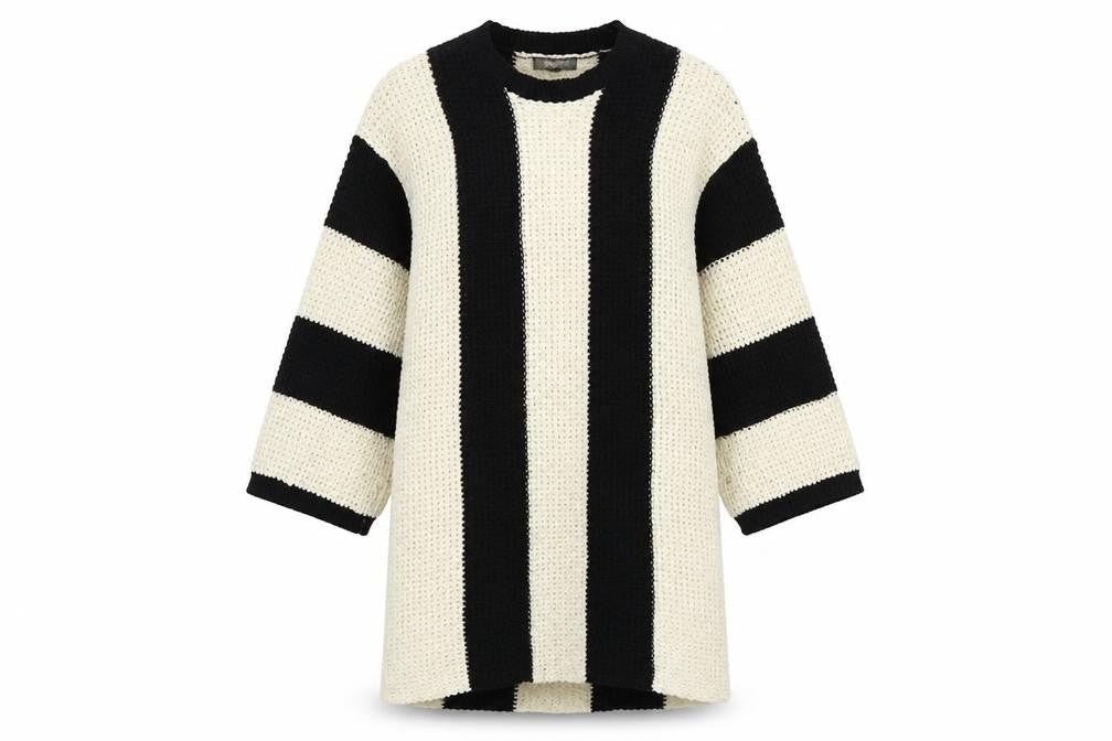 4Sienna Women's Black Striped Knit Pullover Jumper M