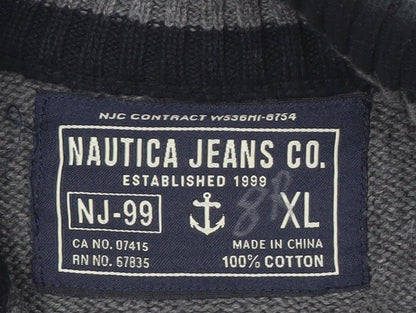 Nautica Jeans Co. Men's XL Grey Black Pullover Jumper
