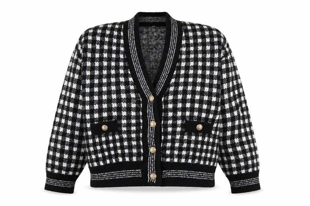 MNG Women's Black V-Neck Cardigan, Size 12