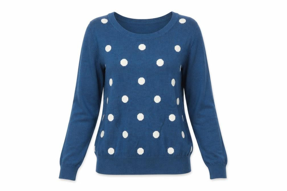 Dickins & Jones Women's Blue Polka Dot Pullover, Size S