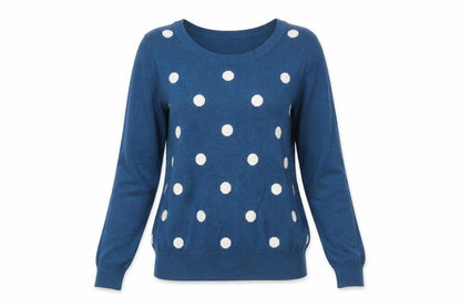 Dickins & Jones Women's Blue Polka Dot Pullover, Size S