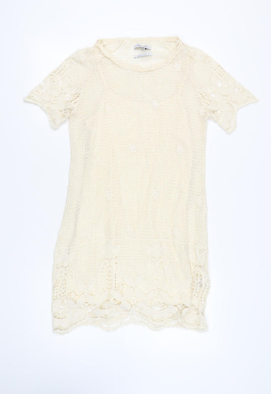 Bellfield Women's Ivory Crochet Shift Dress S/M