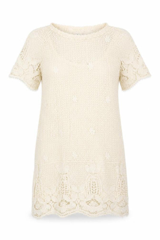 Bellfield Women's Ivory Crochet Shift Dress S/M