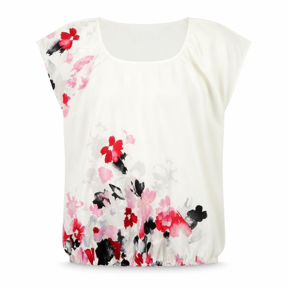 Minuet Petite Women’s Ivory Floral Blouse - Size 12