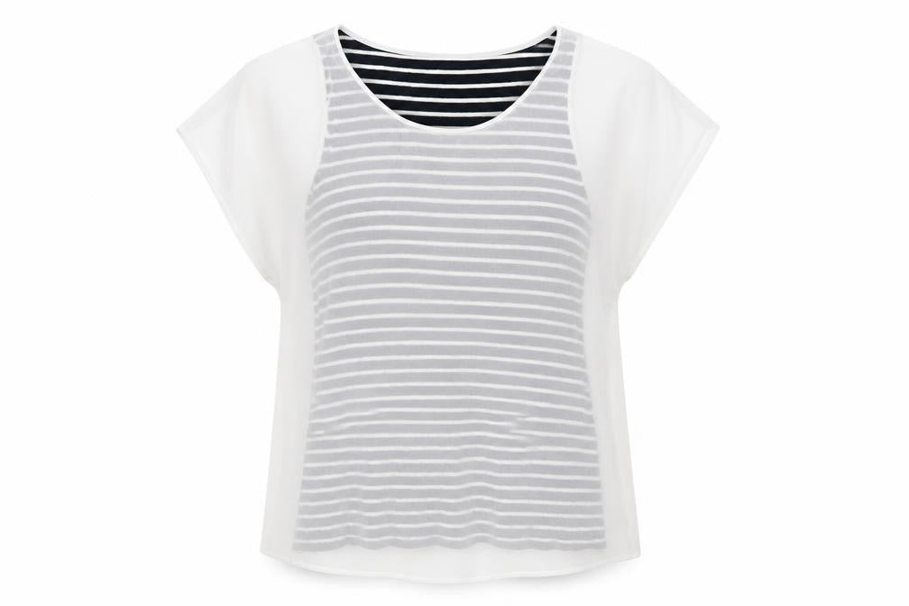 Mint Velvet Women's White Striped T-Shirt Size 12
