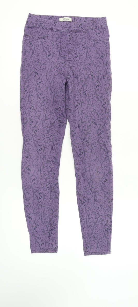 Marks and Spencer Womens Purple Floral Jeggings Size 8