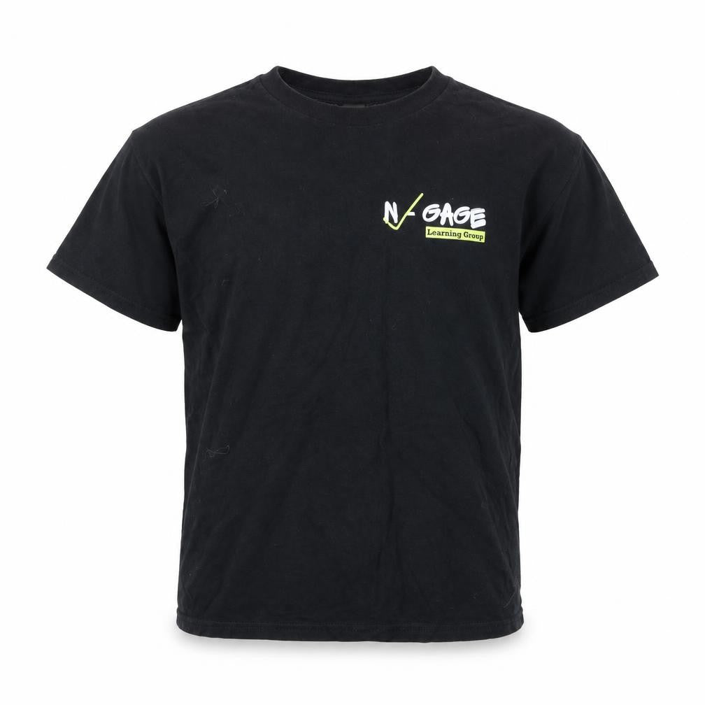 Gildan Boys Black T-Shirt L Casual Short Sleeve Logo Top