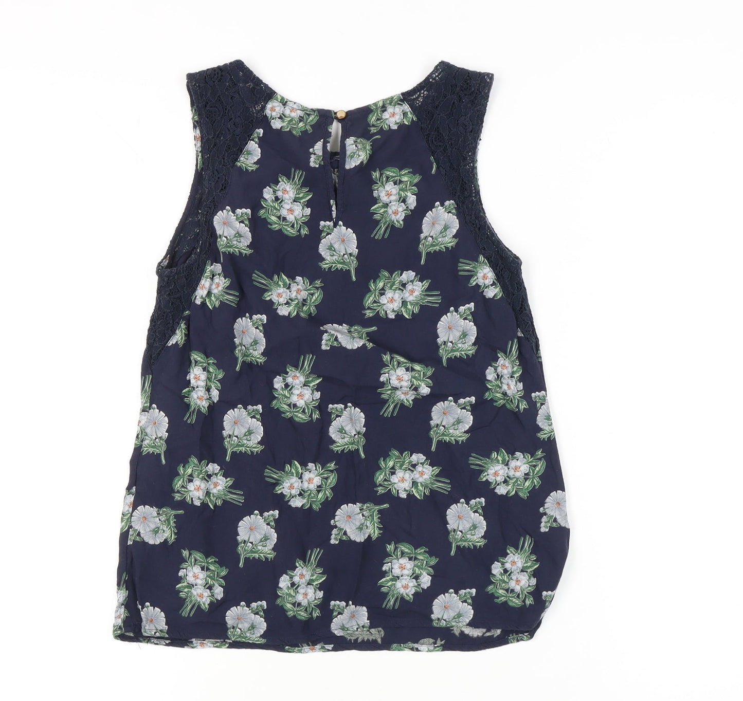 Oasis Women's Blue Floral Lace Sleeveless Blouse, Size 8