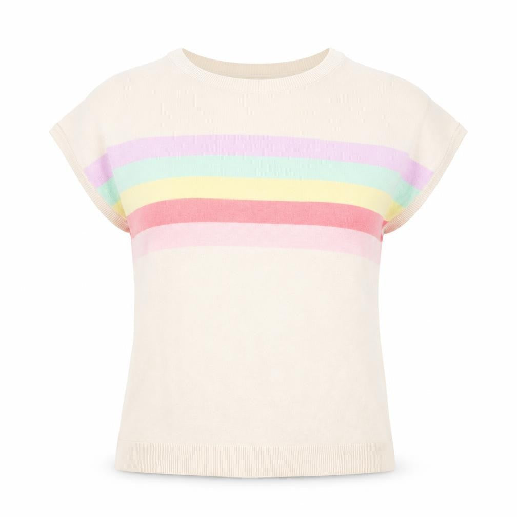 Lipsy Women Beige Striped Sleeveless Jumper Size 6