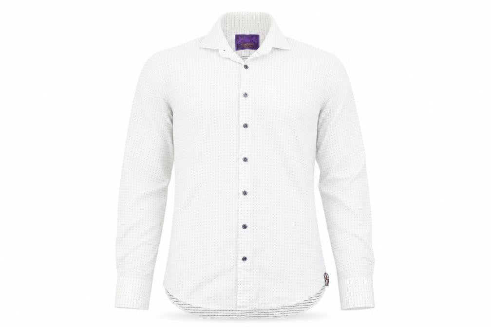 Curtis Chelsea Men's White Geometric Button-Up Shirt, M