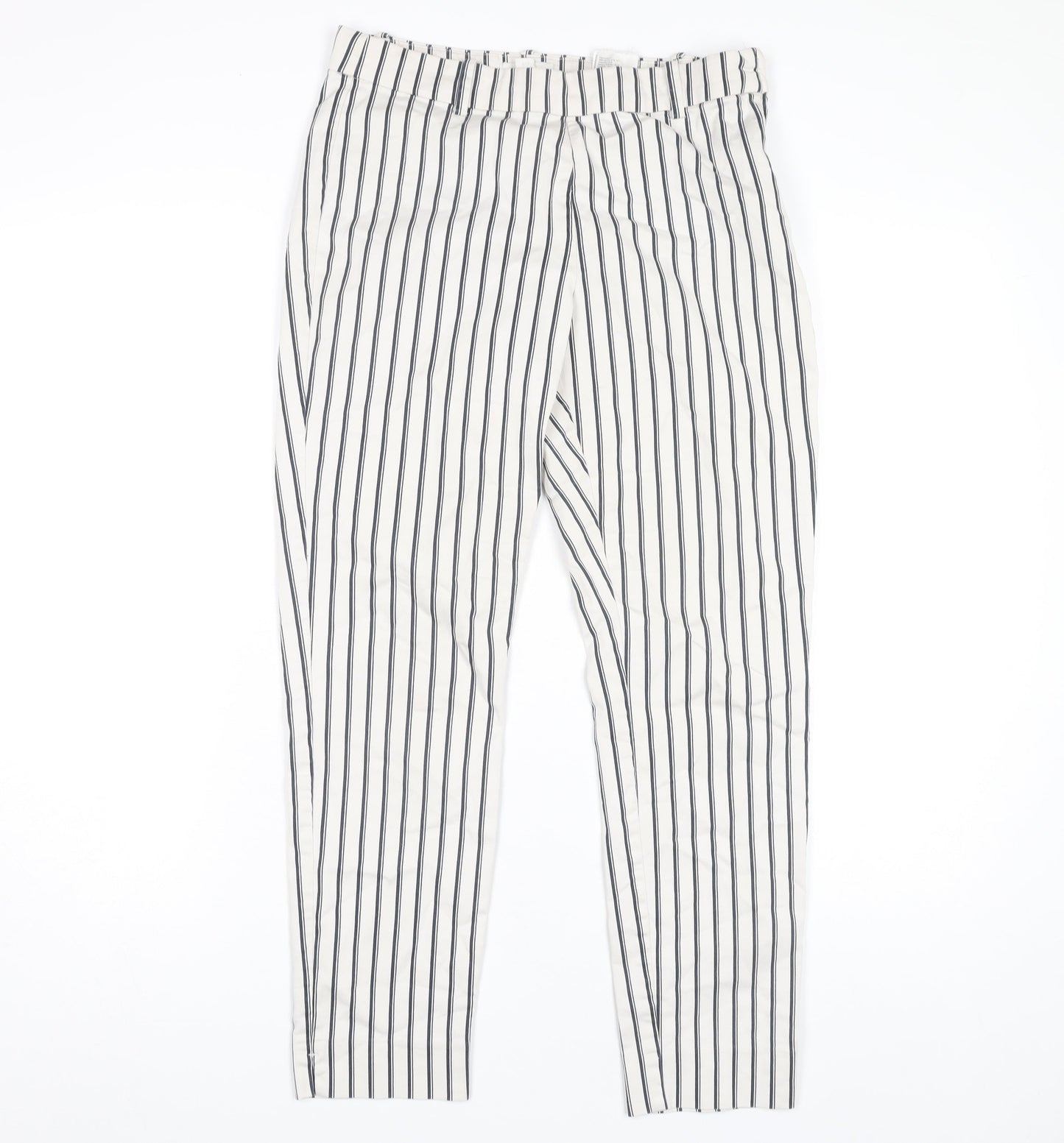 H&M Women's White Striped Trousers Size 12