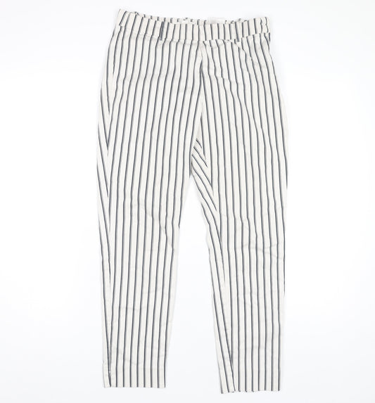 H&M Women's White Striped Trousers Size 12