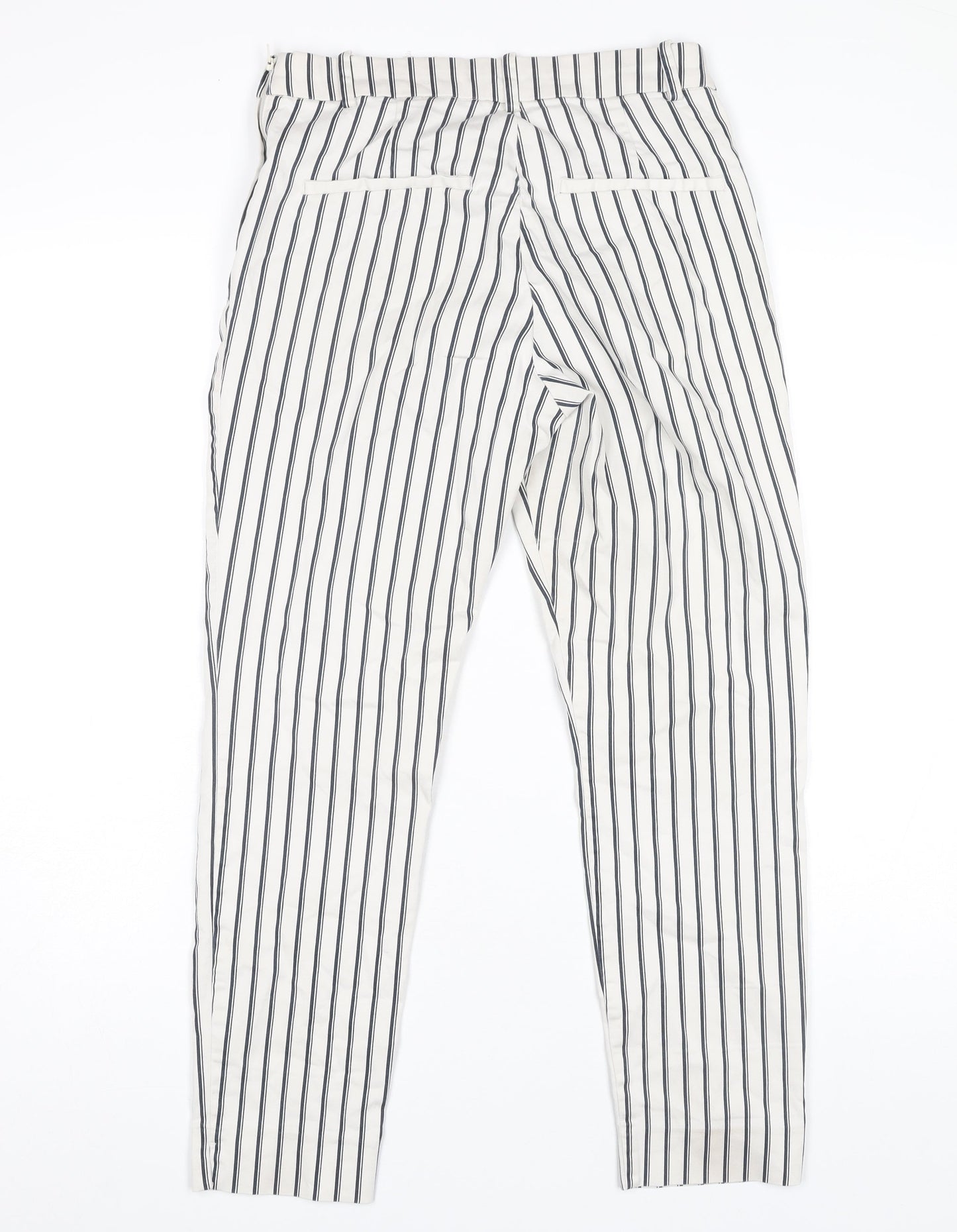 H&M Women's White Striped Trousers Size 12