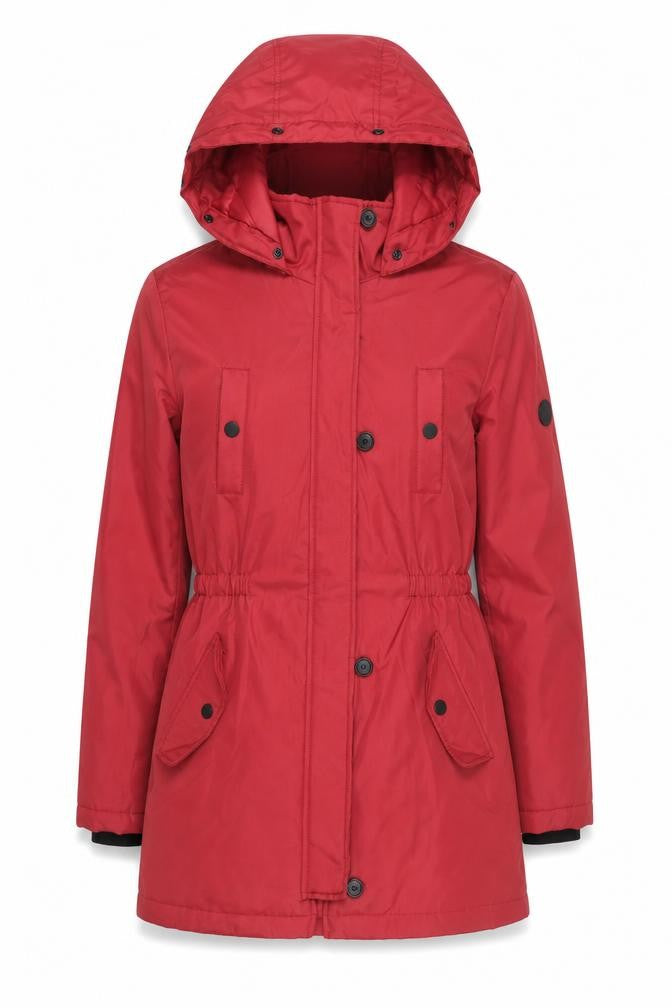 ADPT Women's Red Parka Jacket, M, Hooded, Casual