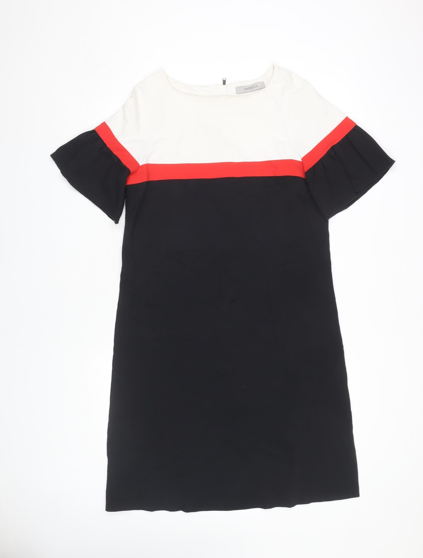 Marella Women's Black Colourblock Shift Dress Size 12