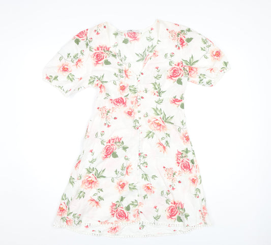Zara Women's Multicoloured Floral Casual Dress XS