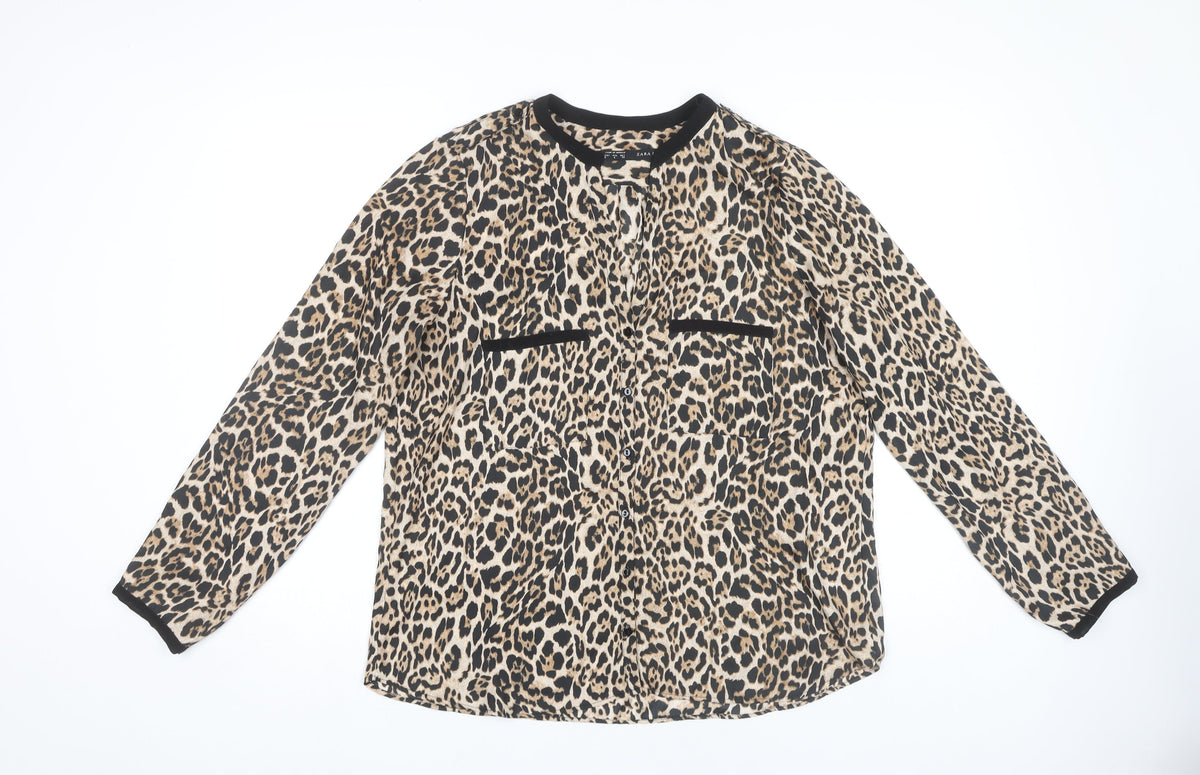 Zara Women's Multicoloured Animal Print Blouse Size 12