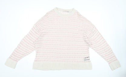 Weekday Women's Pink Striped Knit Pullover Jumper L