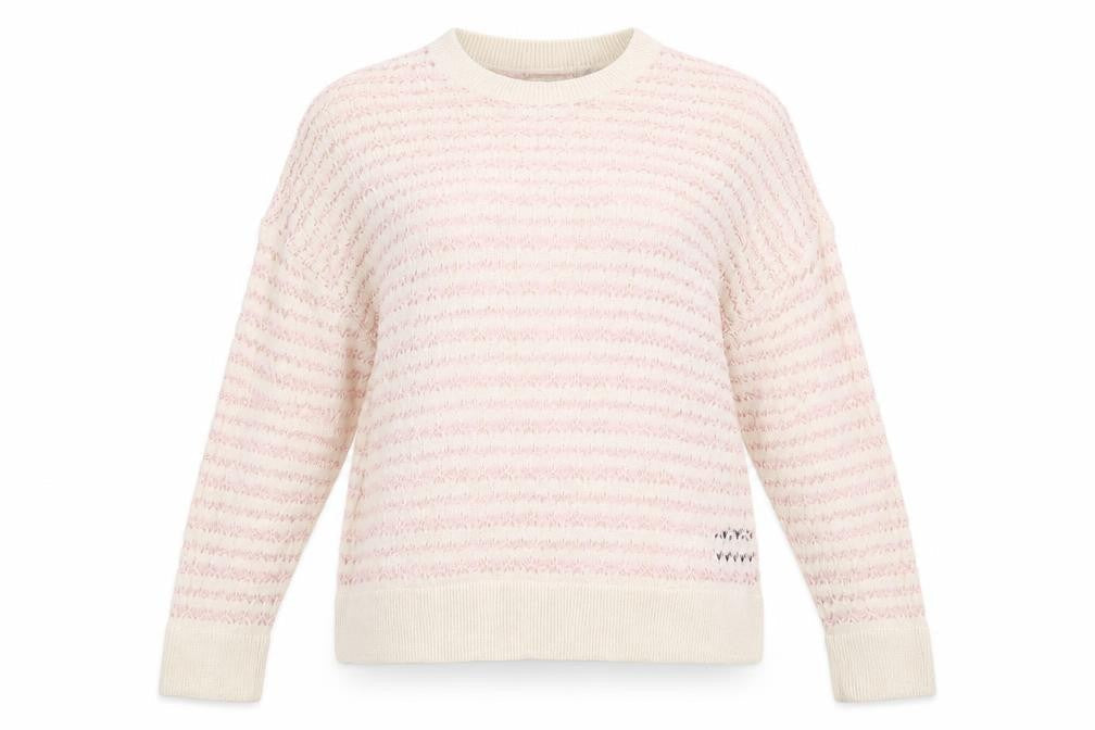 Weekday Women's Pink Striped Knit Pullover Jumper L