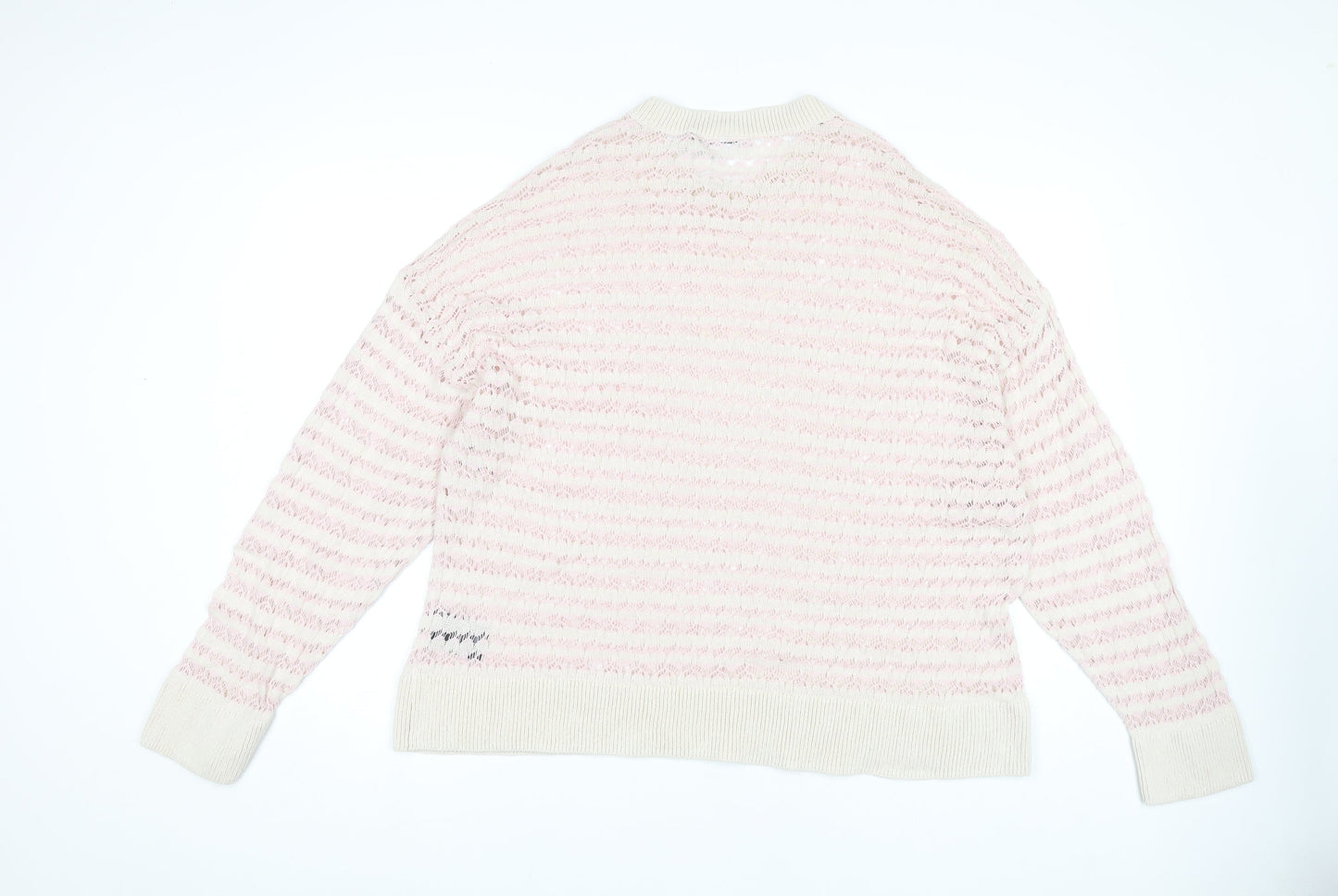 Weekday Women's Pink Striped Knit Pullover Jumper L