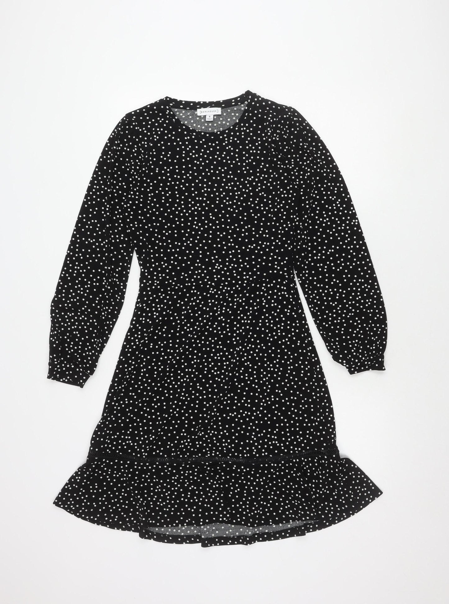 Warehouse Women's Black Polka Dot Shift Dress Size 8