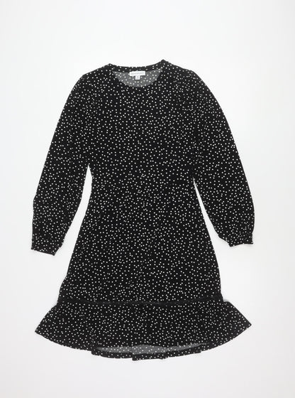 Warehouse Women's Black Polka Dot Shift Dress Size 8