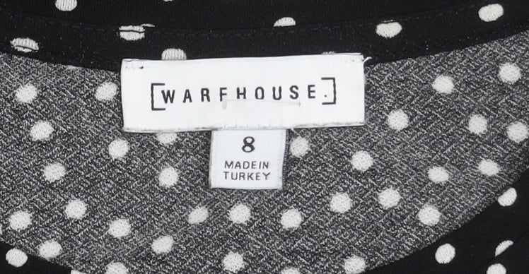 Warehouse Women's Black Polka Dot Shift Dress Size 8
