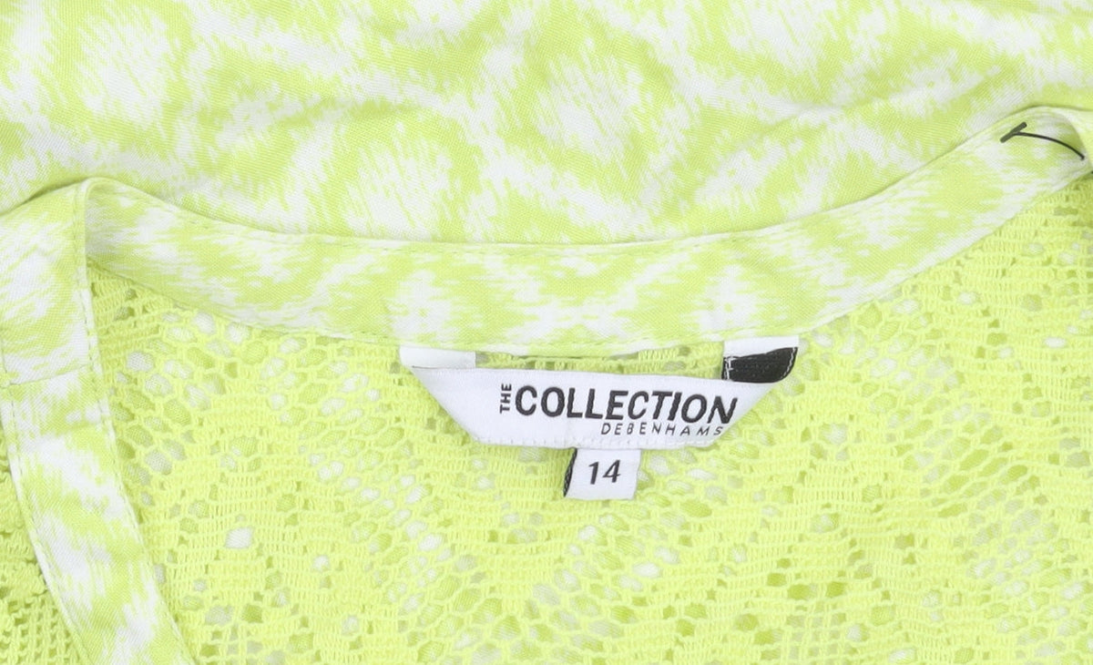 Debenhams Women's Green Geometric Lace Blouse, Size 14
