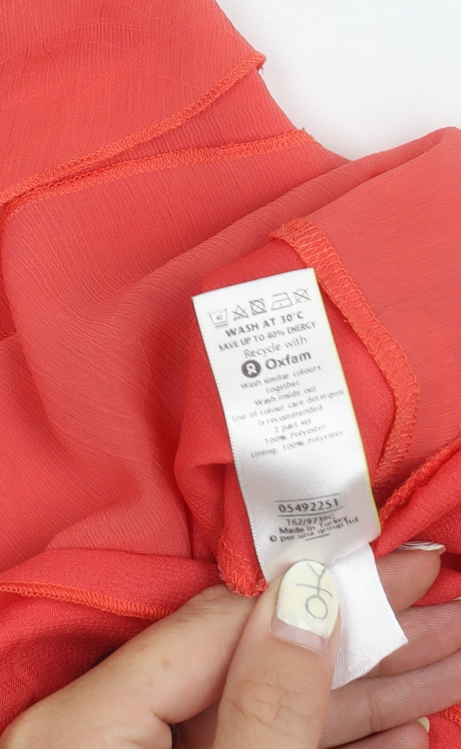 Per Una Women's Red Ruffle Tank Top Size 10