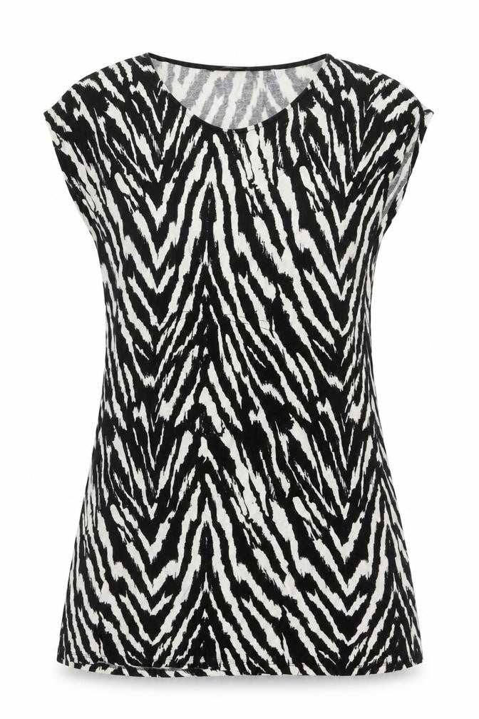 Bonmarché Women's Black Animal Print Top Size 10