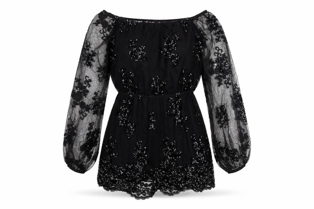 Love & Other Things Women Black L Sequin Party Dress