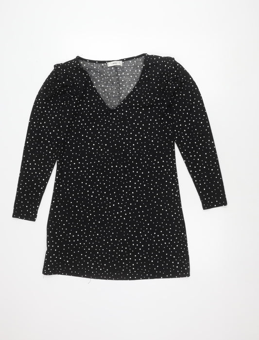 MNG Women's XS Black Polka Dot Jersey Dress