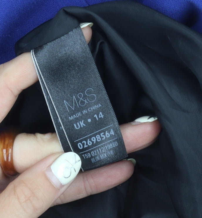 Marks & Spencer Women's Blue Sheath Dress - Size 14