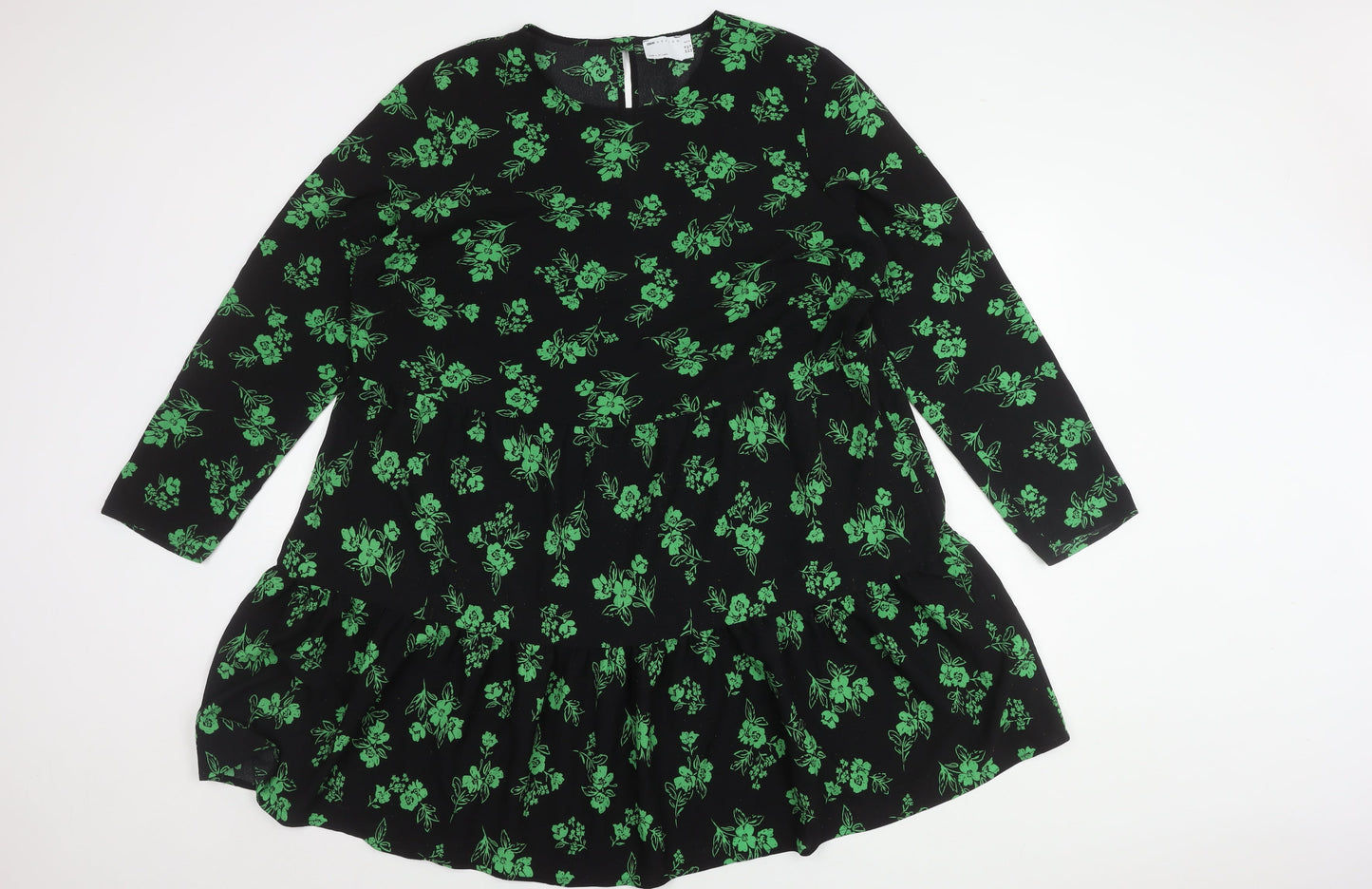 ASOS DESIGN Women's Floral Dress Size 18 Black/Green
