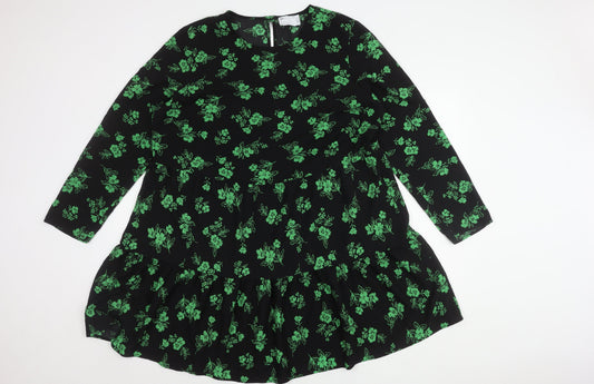 ASOS DESIGN Women's Floral Dress Size 18 Black/Green