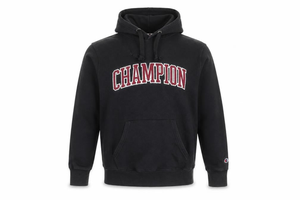 Champion Men's Black Small Pullover Hoodie - Logo Style
