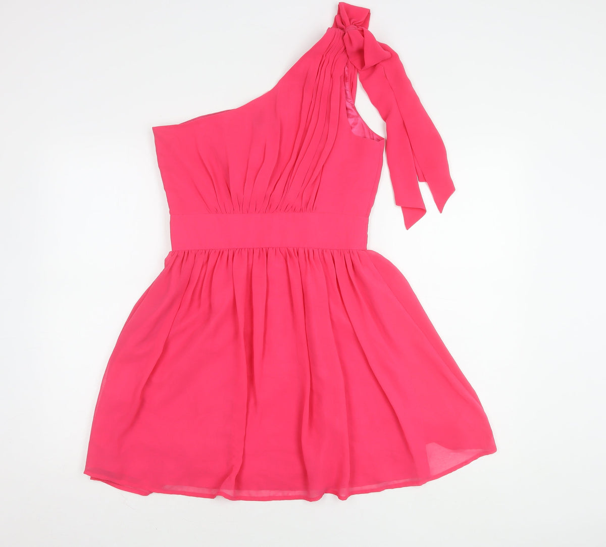 Lipsy Women’s Pink One-Shoulder Beaded Party Dress, Size 10