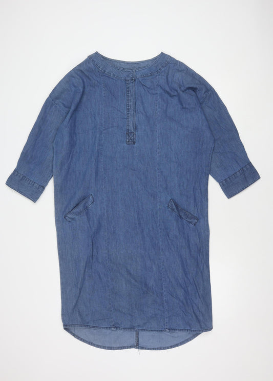 Onfire Blue Women's Size 14 Cotton Shirt Dress Casual
