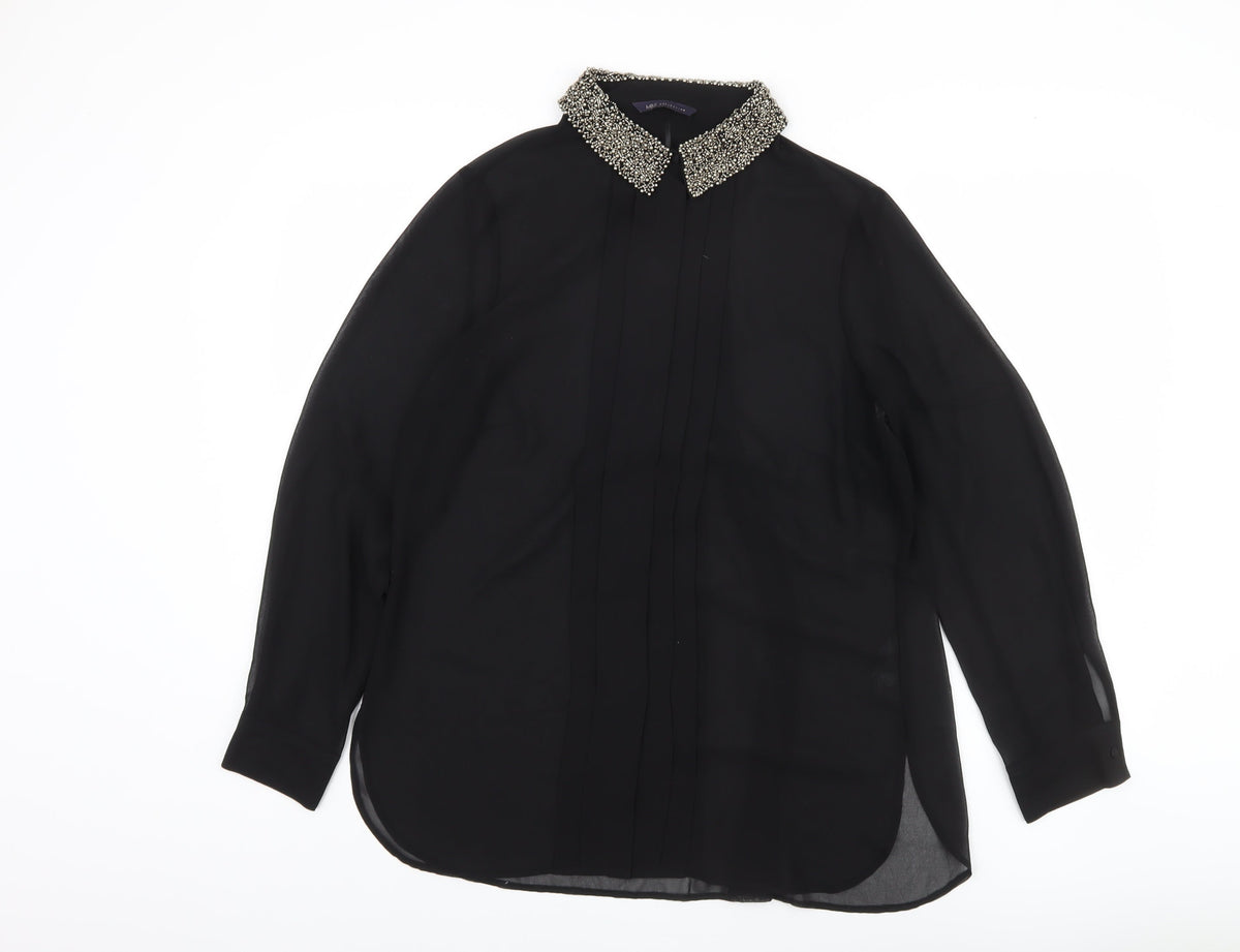 Marks & Spencer Women's Black 14 Beaded Collared Blouse