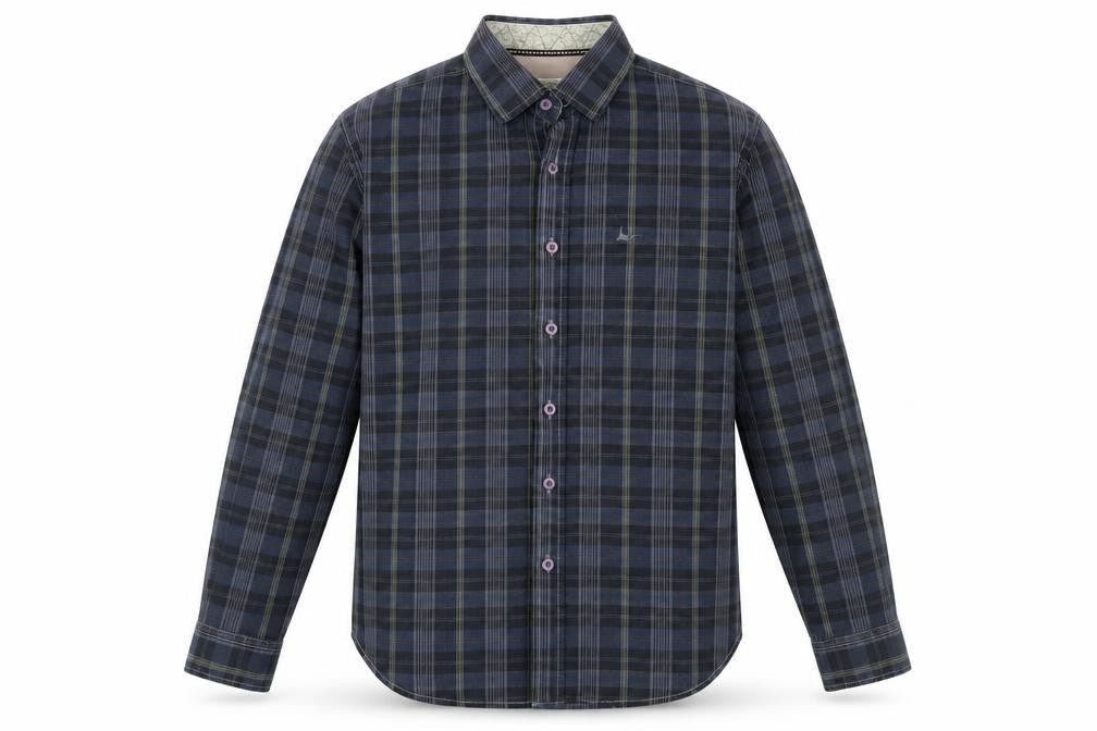 Manitoway Men's Blue Plaid Button-Up Shirt Medium 39"-42"