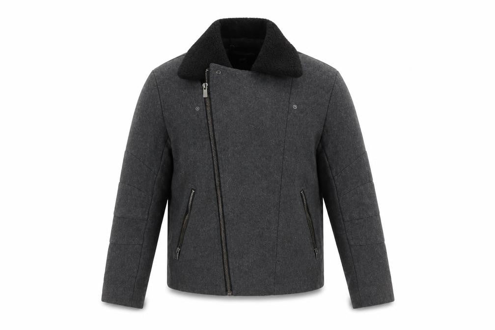 H&M Men's Grey Biker Jacket - M, Stylish Autumn Wear