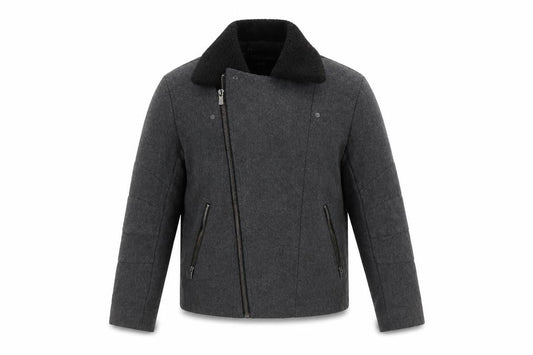 H&M Men's Grey Biker Jacket - M, Stylish Autumn Wear