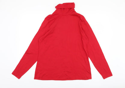 Additional front view of Land's End Red High Neck Blouse, Women, size L