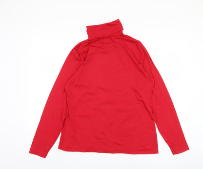 Back view of Land's End Red High Neck Blouse, Women, size L