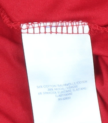 Close-up detail of Land's End Red High Neck Blouse, Women, size L