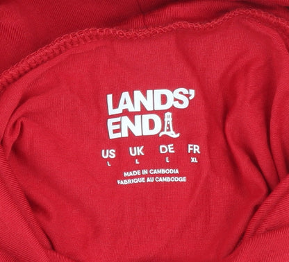 Brand and care label for Land's End Red High Neck Blouse, Women, size L