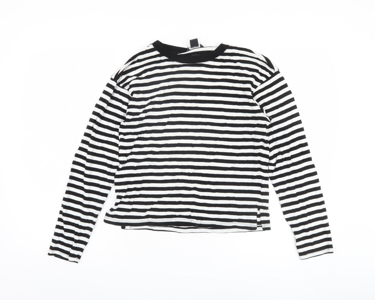 Monki Women's Black Striped T-Shirt, Size 2XS