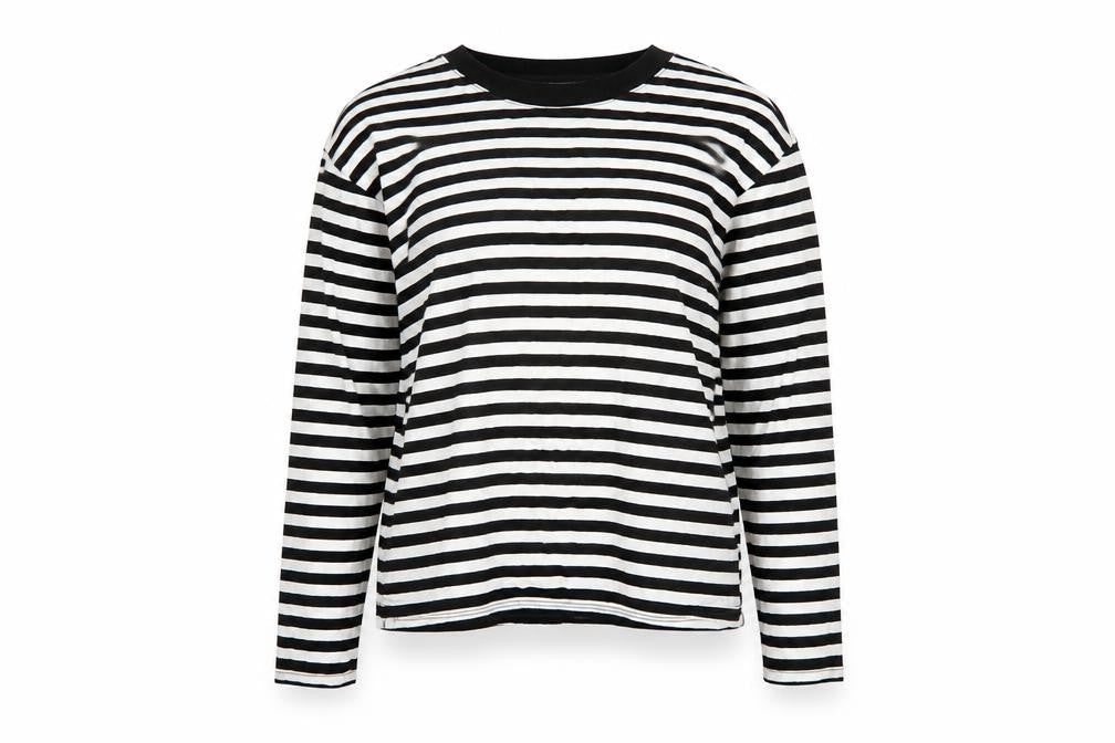 Monki Women's Black Striped T-Shirt, Size 2XS