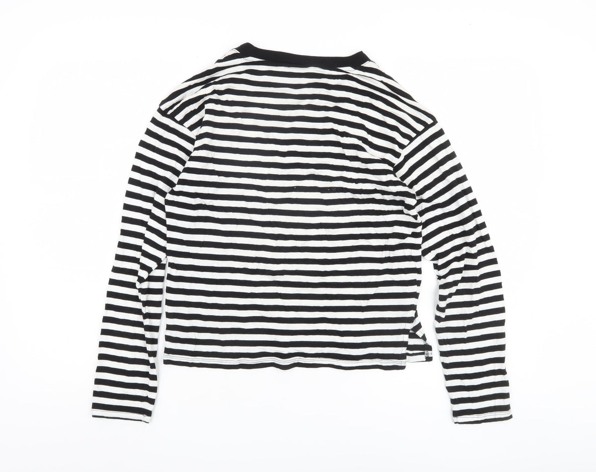 Monki Women's Black Striped T-Shirt, Size 2XS